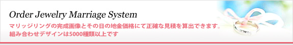 マリッジリングの完成画像とその日の地金価格にて正確な見積を算出できます。組み合わせデザインは5000種類以上です。